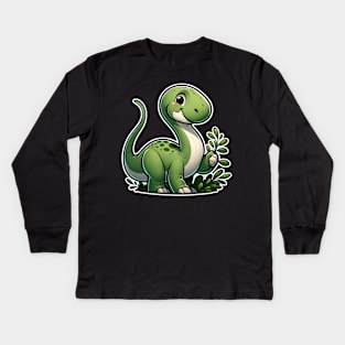 Cute brontosaurus Kids Long Sleeve T-Shirt